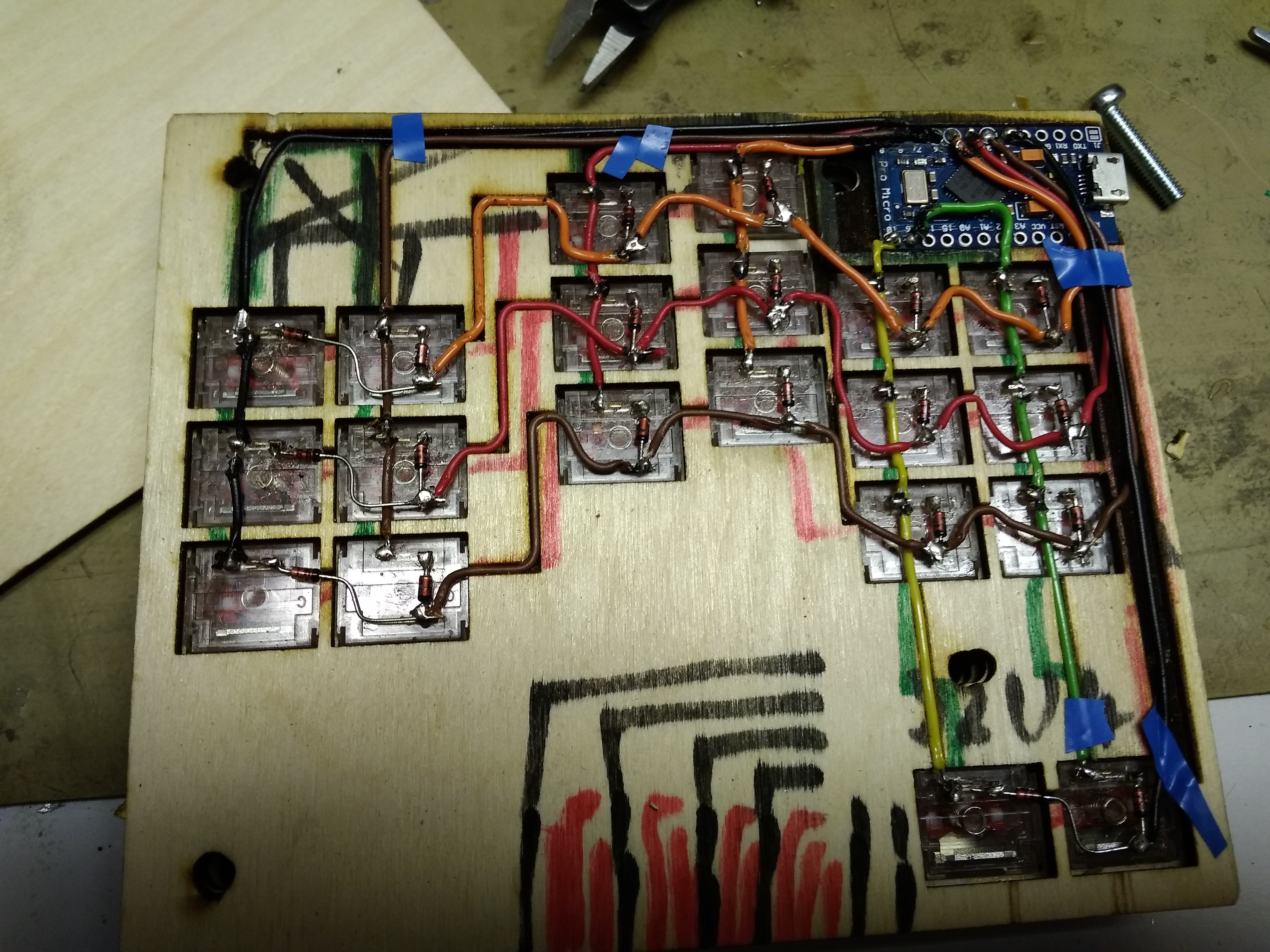 Unstained, hand wiring