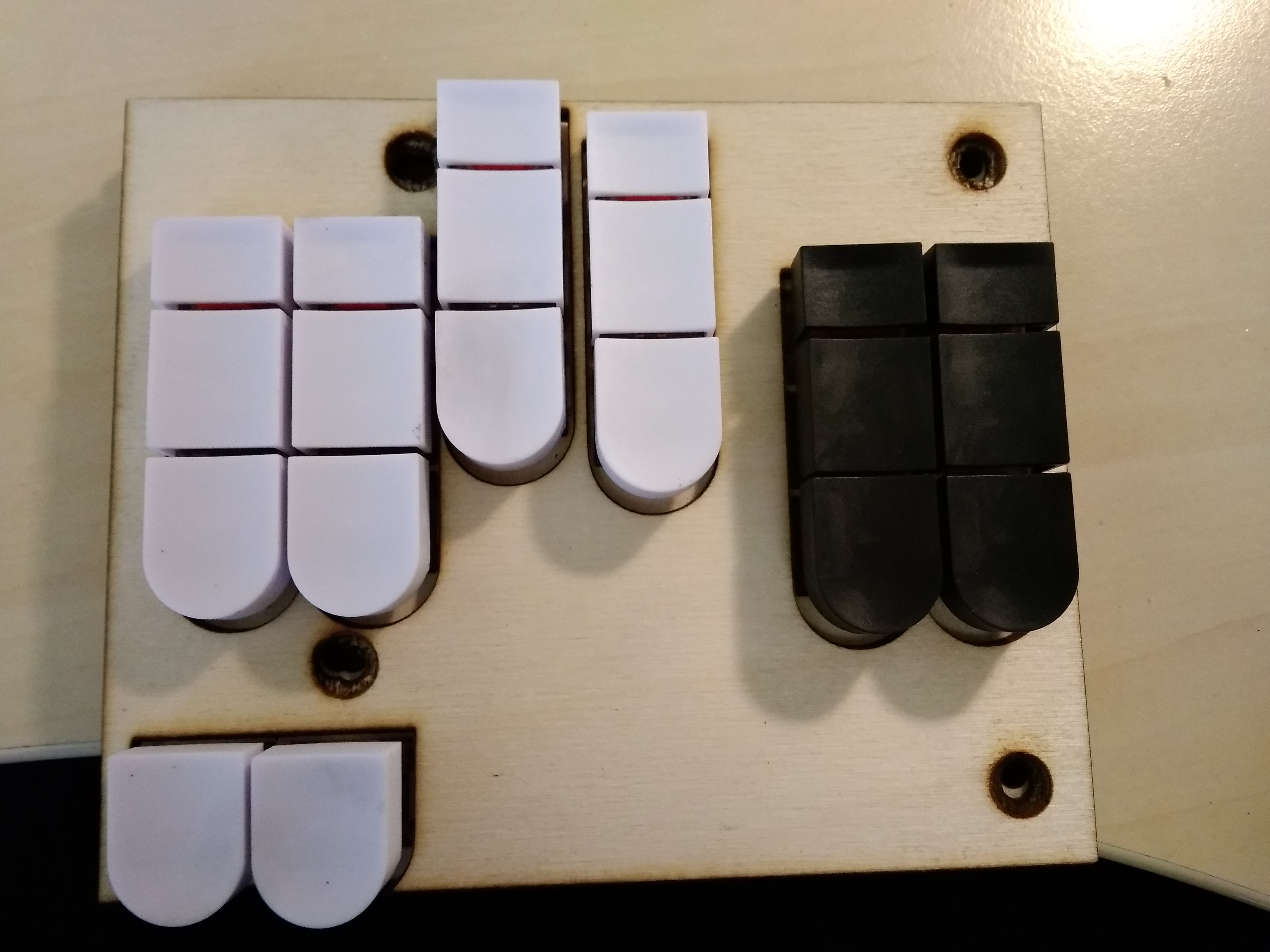 Unstained, white and black keycaps